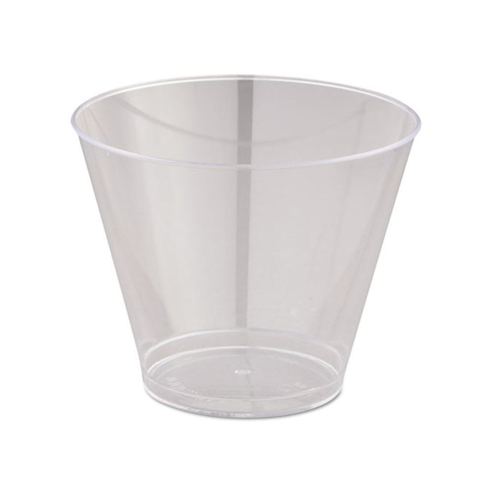 Comet Smooth Wall Tumblers, Squat, 9 oz, Plastic, Clear, 25/Pack, 20 Packs/Carton. Picture 1