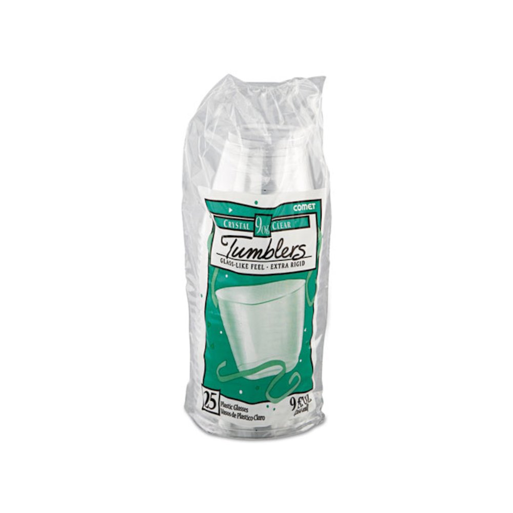 Comet Smooth Wall Tumblers, Squat, 9 oz, Plastic, Clear, 25/Pack, 20 Packs/Carton. Picture 2