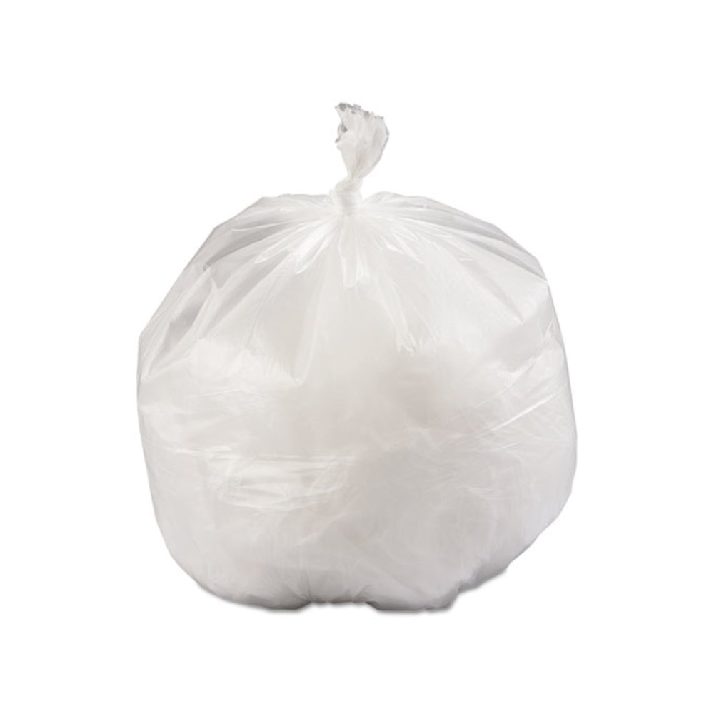 High-Density Commercial Can Liners, 33 gal, 12 mic, 33" x 39", Natural, Interleaved Roll, 25 Bags/Roll, 6 Rolls/Carton. Picture 1