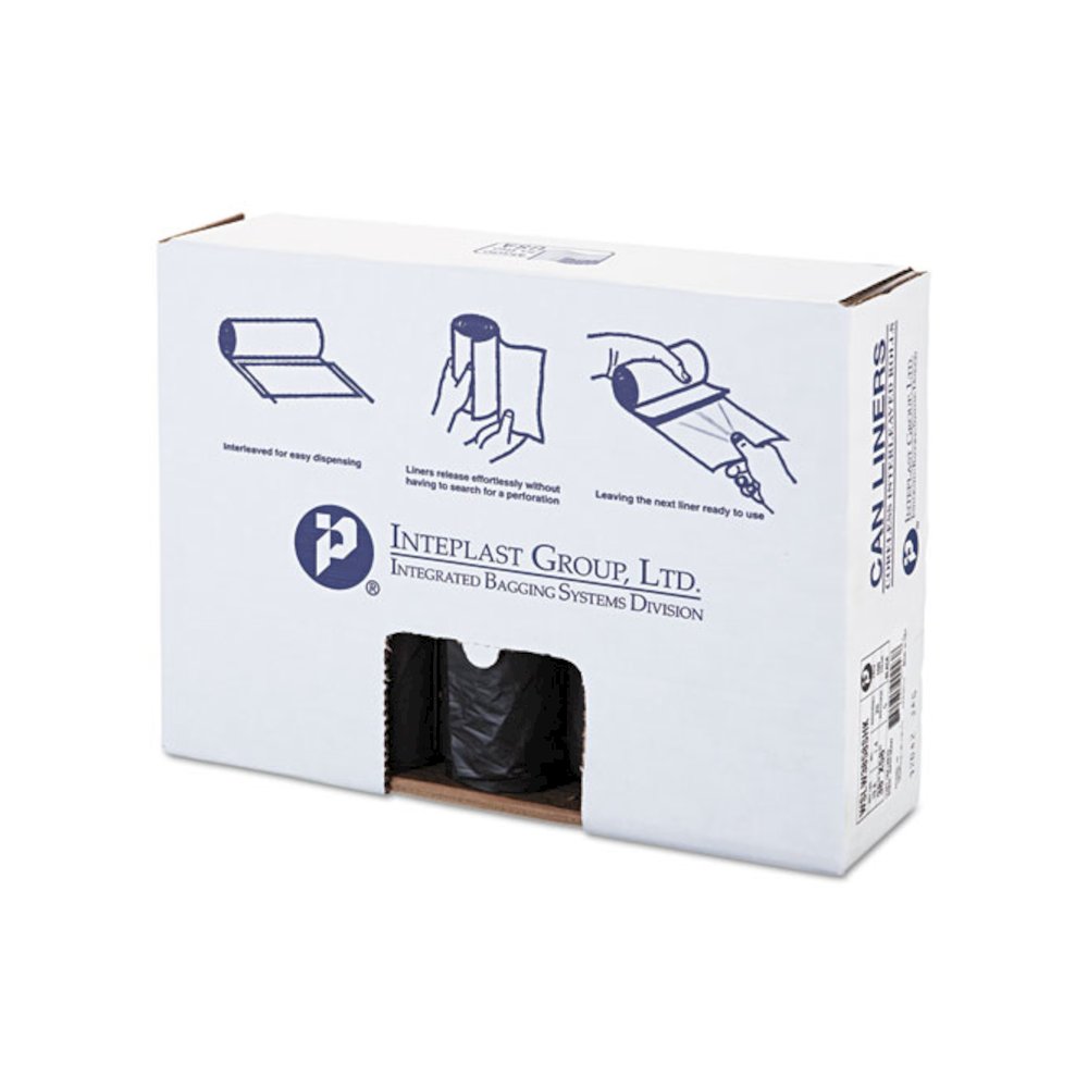 Low-Density Commercial Can Liners, 60 gal, 1.4 mil, 38" x 58", Black, Interleaved Roll, 20 Bags/Roll, 5 Rolls/Carton. Picture 1