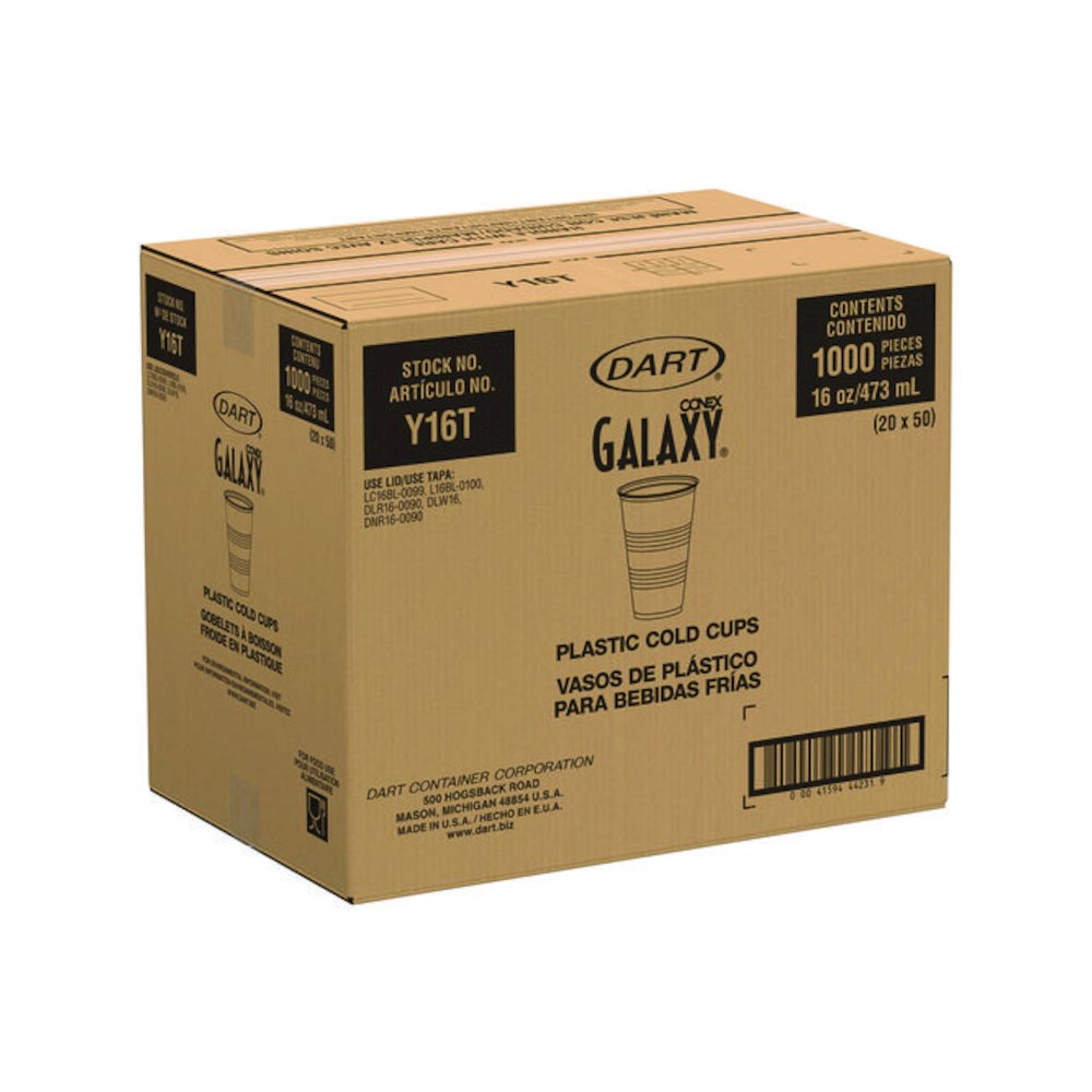 High-Impact Polystyrene Cold Cups, 16 oz, Plastic, Translucent, 50/Sleeve, 20 Sleeves/Carton. Picture 4