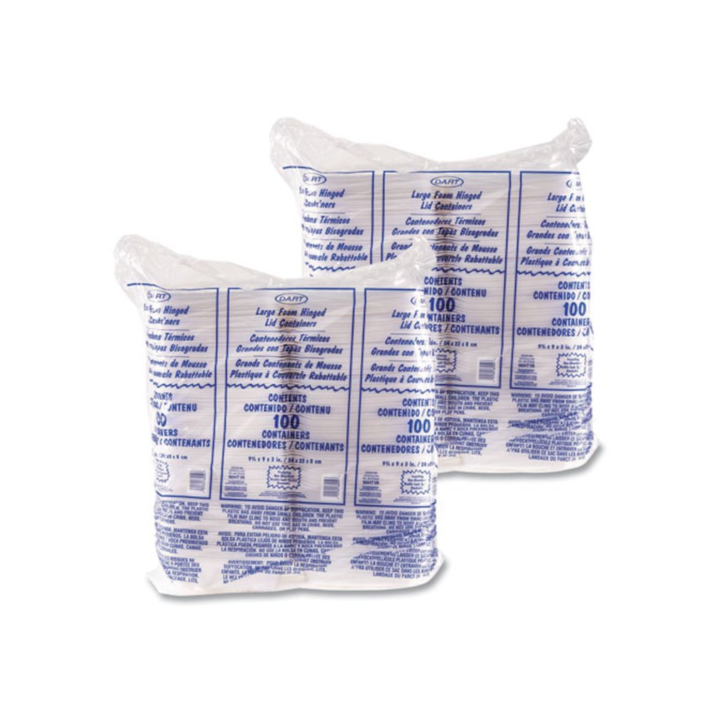 Foam Hinged Lid Containers, 9.01 x 9.4 x 3.1, White, 200/Carton. Picture 3