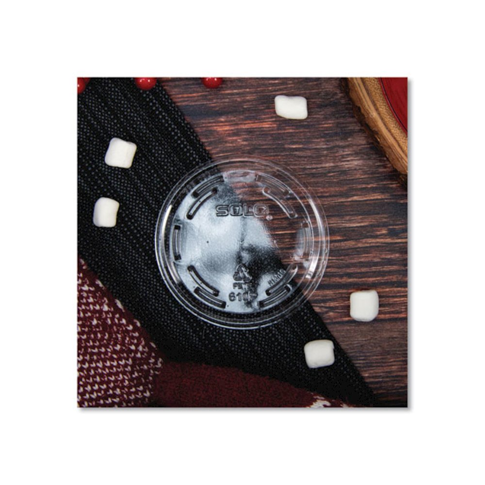 Plastic Flat Cold Cup Lid, No Straw Slot, Fits 9 oz to 10 oz Cold Cups, Plastic, Clear, 1,000/Carton. Picture 5