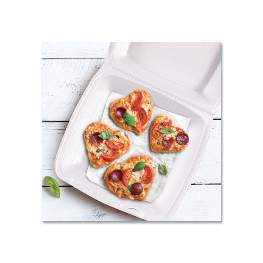 Foam Hinged Lid Container, Performer Perforated Lid, 9 x 9.4 x 3, White, 100/Bag, 2 Bag/Carton. Picture 4