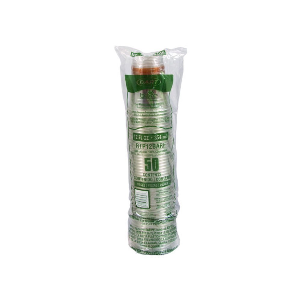 Bare Eco-Forward RPET Cold Cups, Squat, 12 oz to 14 oz, Plastic, Leaf Design, 50/Pack. Picture 2