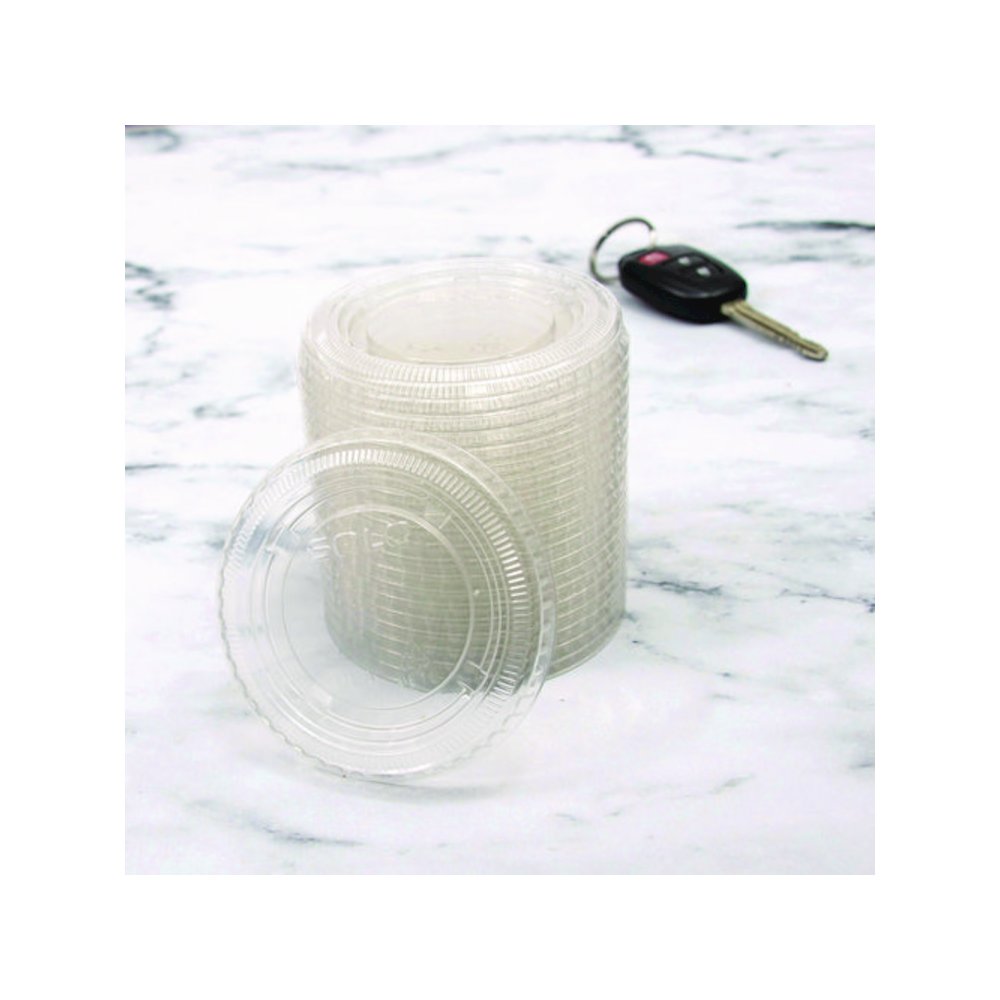 Portion/Souffle Cup Lids, Fits 3.25 oz to 9 oz Portion Cups, Plastic, Clear, 125/Pack, 20 Packs/Carton. Picture 5