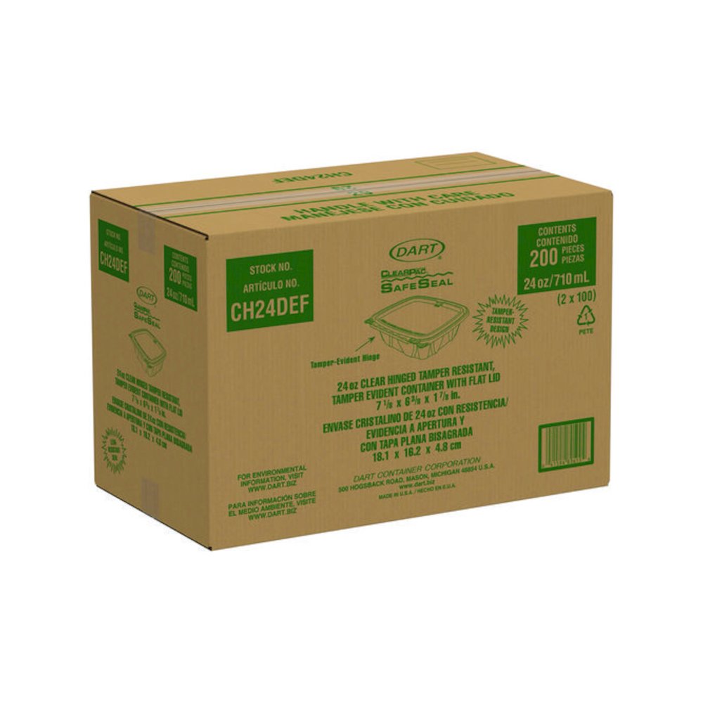 ClearPac SafeSeal rPET Tamper-Resistant Container, ProPlanet Seal, Flat Lid, 24 oz, Clear, 100/Bag, 2 Bags/Carton. Picture 4