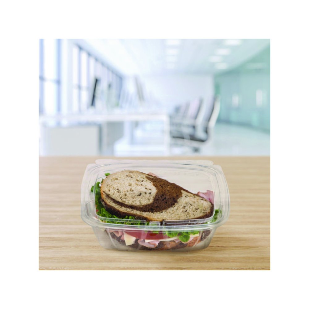 ClearPac SafeSeal rPET Tamper-Resistant Container, ProPlanet Seal, Flat Lid, 24 oz, Clear, 100/Bag, 2 Bags/Carton. Picture 6