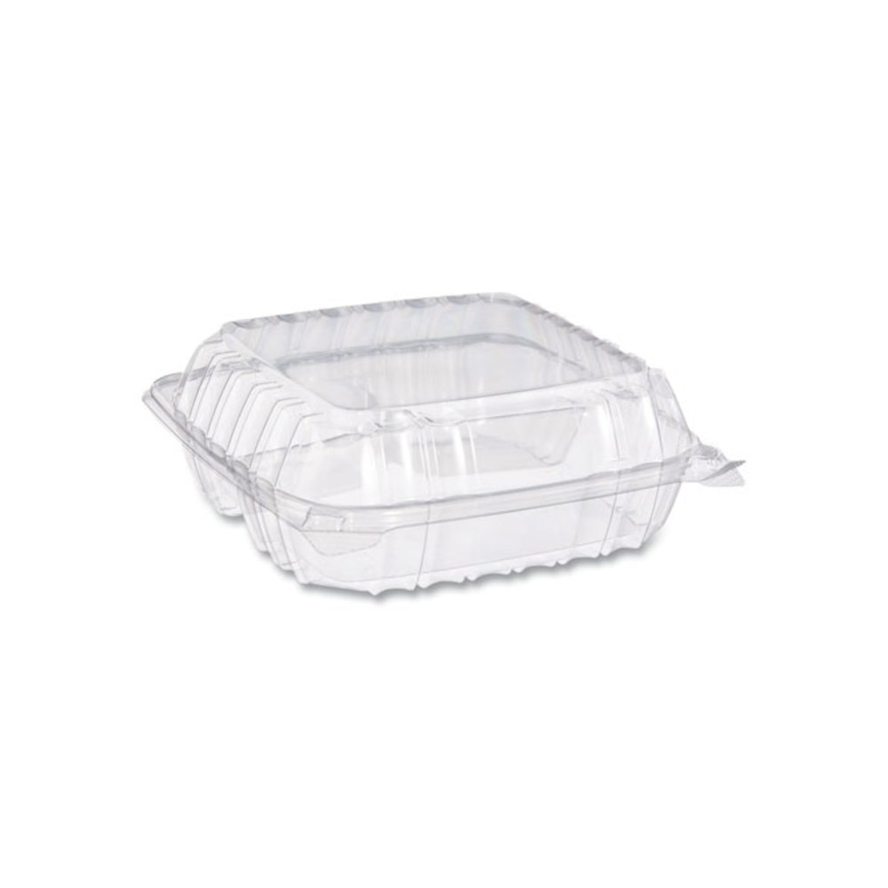 ClearSeal Hinged-Lid Plastic Containers, 8.25 x 8.25 x 3, Clear, Plastic, 125/Pack, 2 Packs/Carton. Picture 1