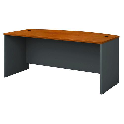 Series C Collection Bow Front Desk, 71.13" x 36.13" x 29.88", Natural Cherry/Graphite Gray. Picture 1