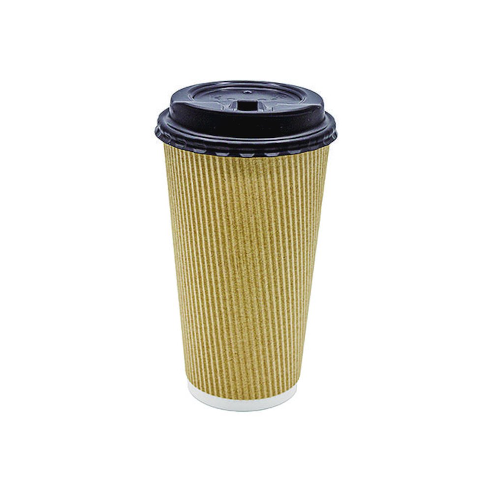 Ripple Hot Cups, 20 oz, Paper, Kraft/White, 500/Carton. Picture 2