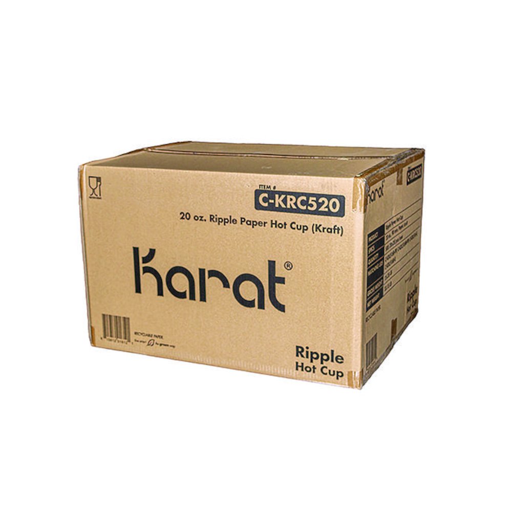 Ripple Hot Cups, 20 oz, Paper, Kraft/White, 500/Carton. Picture 4