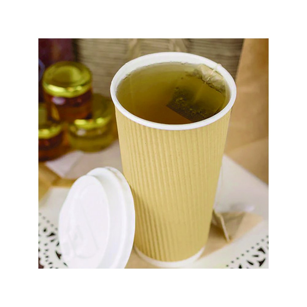 Ripple Hot Cups, 20 oz, Paper, Kraft/White, 500/Carton. Picture 1