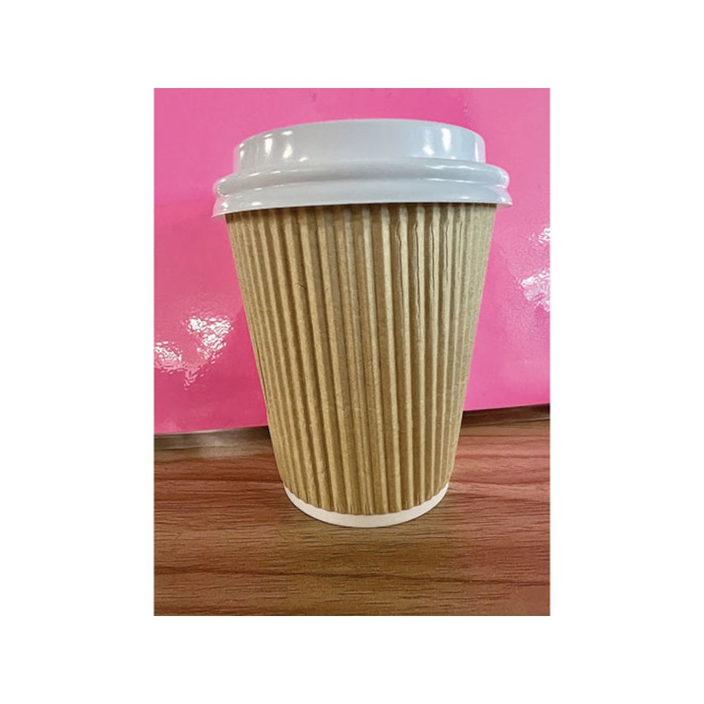 Ripple Hot Cups, 8 oz, Paper, Kraft/White, 500/Carton. Picture 5