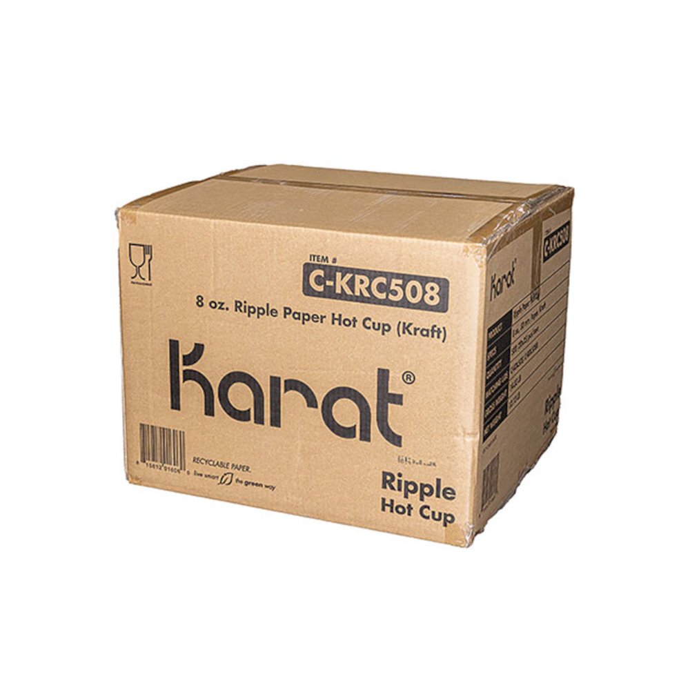 Ripple Hot Cups, 8 oz, Paper, Kraft/White, 500/Carton. Picture 3
