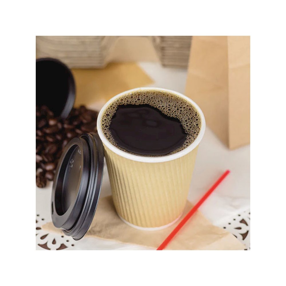 Ripple Hot Cups, 8 oz, Paper, Kraft/White, 500/Carton. Picture 4