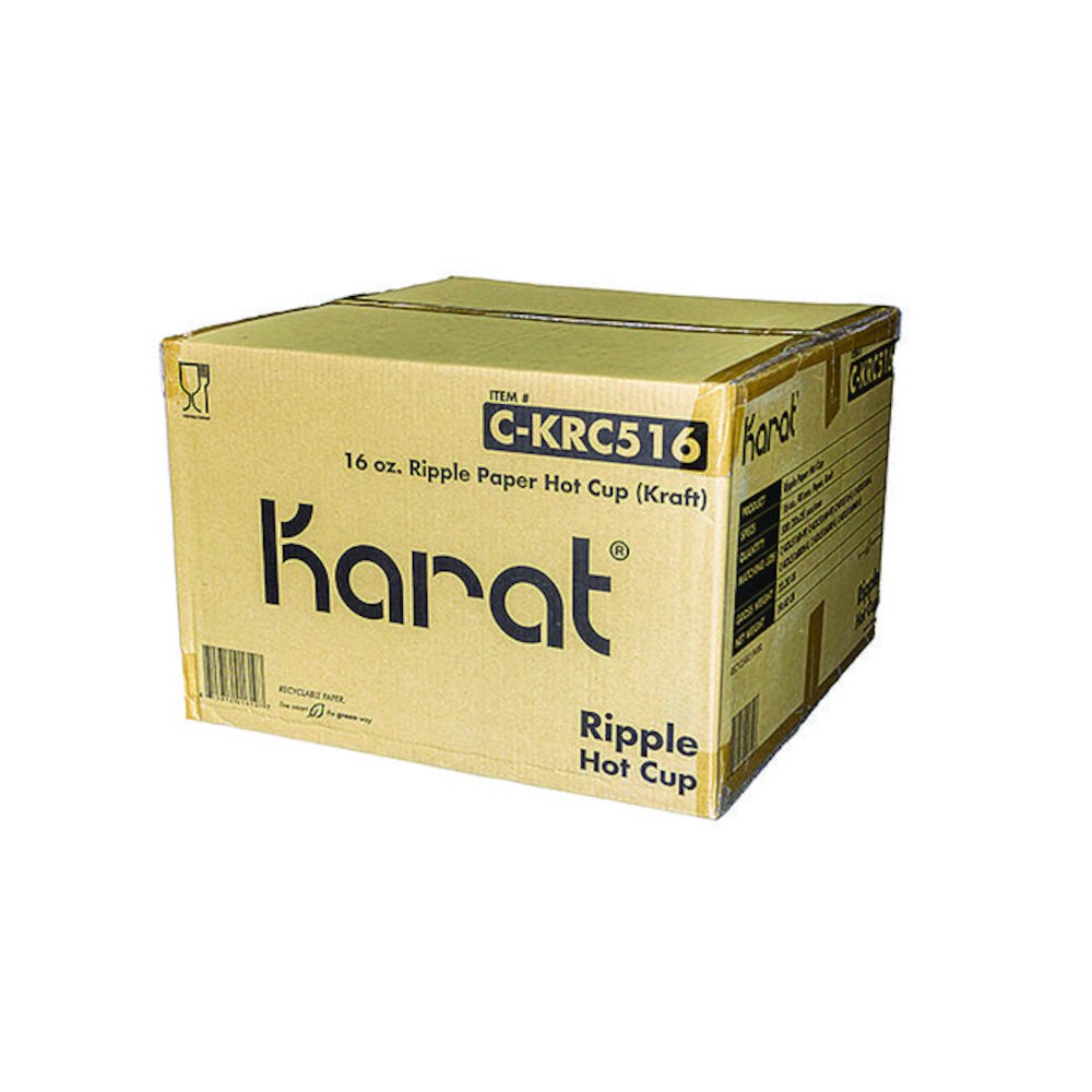 Ripple Hot Cups, 16 oz, Paper, Kraft/White, 500/Carton. Picture 4