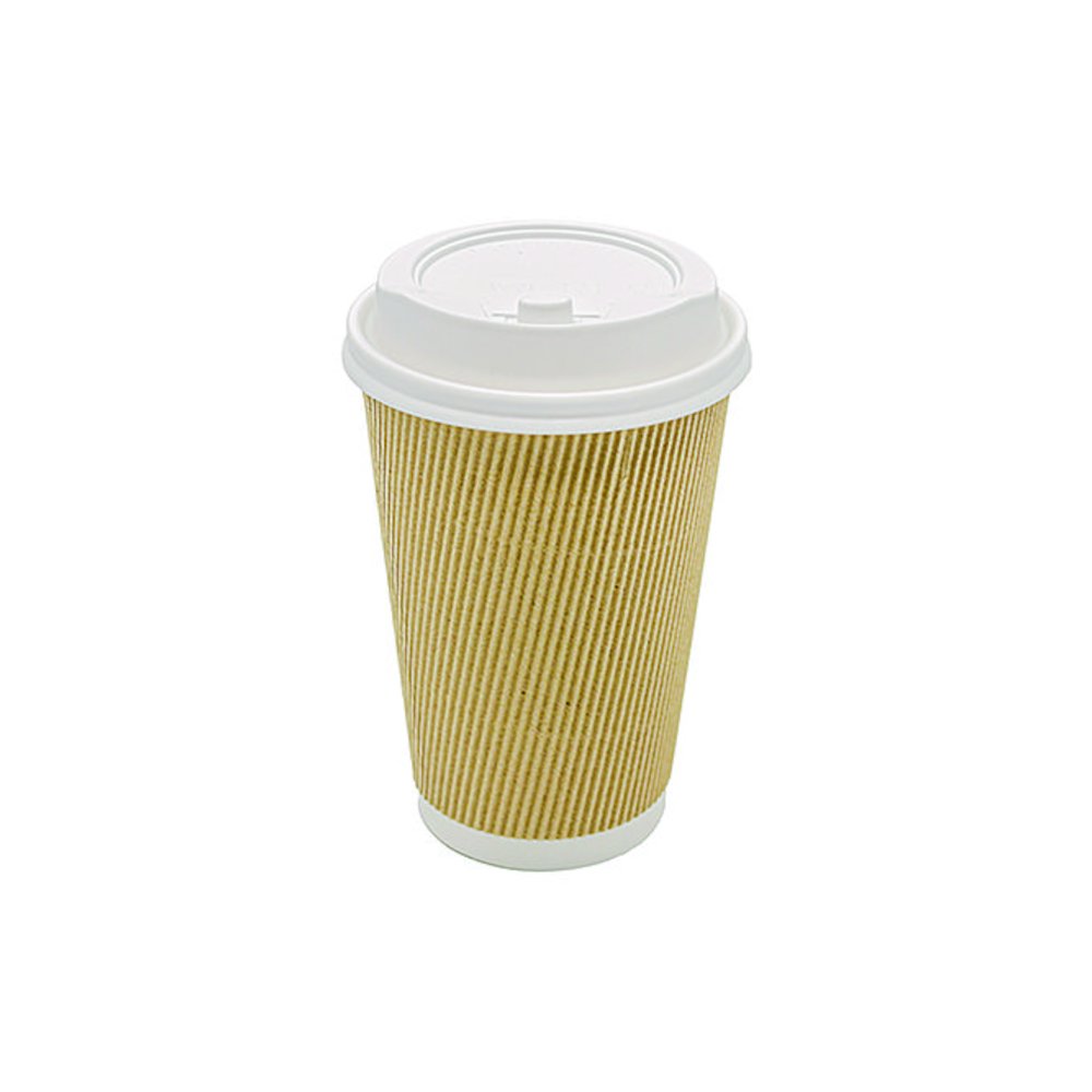 Ripple Hot Cups, 16 oz, Paper, Kraft/White, 500/Carton. Picture 1