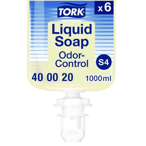 Odor-Control Hand Soap Liquid S4 Refill, Perfume-Free, 1 L, 6/Carton. Picture 1