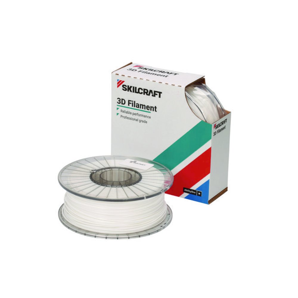 7045017057353, SKILCRAFT 3D Printer Acrylonitrile Butadiene Styrene Filament, 1 kg Spool, 2.85 mm, White. Picture 1