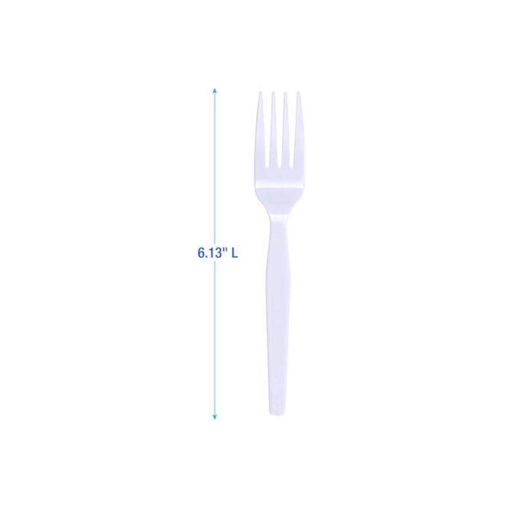 Mediumweight Polystyrene Cutlery, Fork, Plastic, White, 100/Box, 10 Boxes/Carton. Picture 3