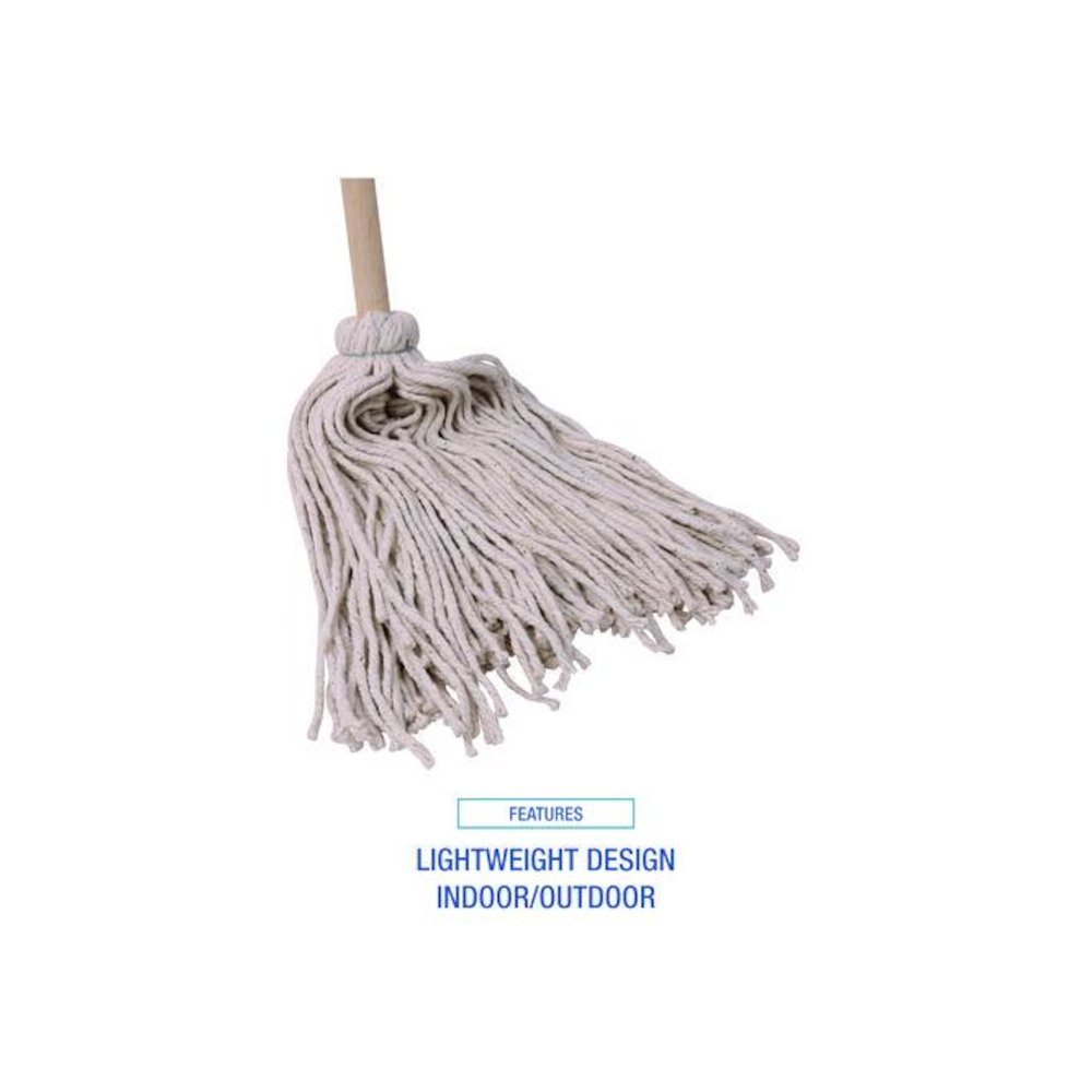 Handle/Deck Mops, #20 White Cotton Head, 54" Natural Wood Handle. Picture 5
