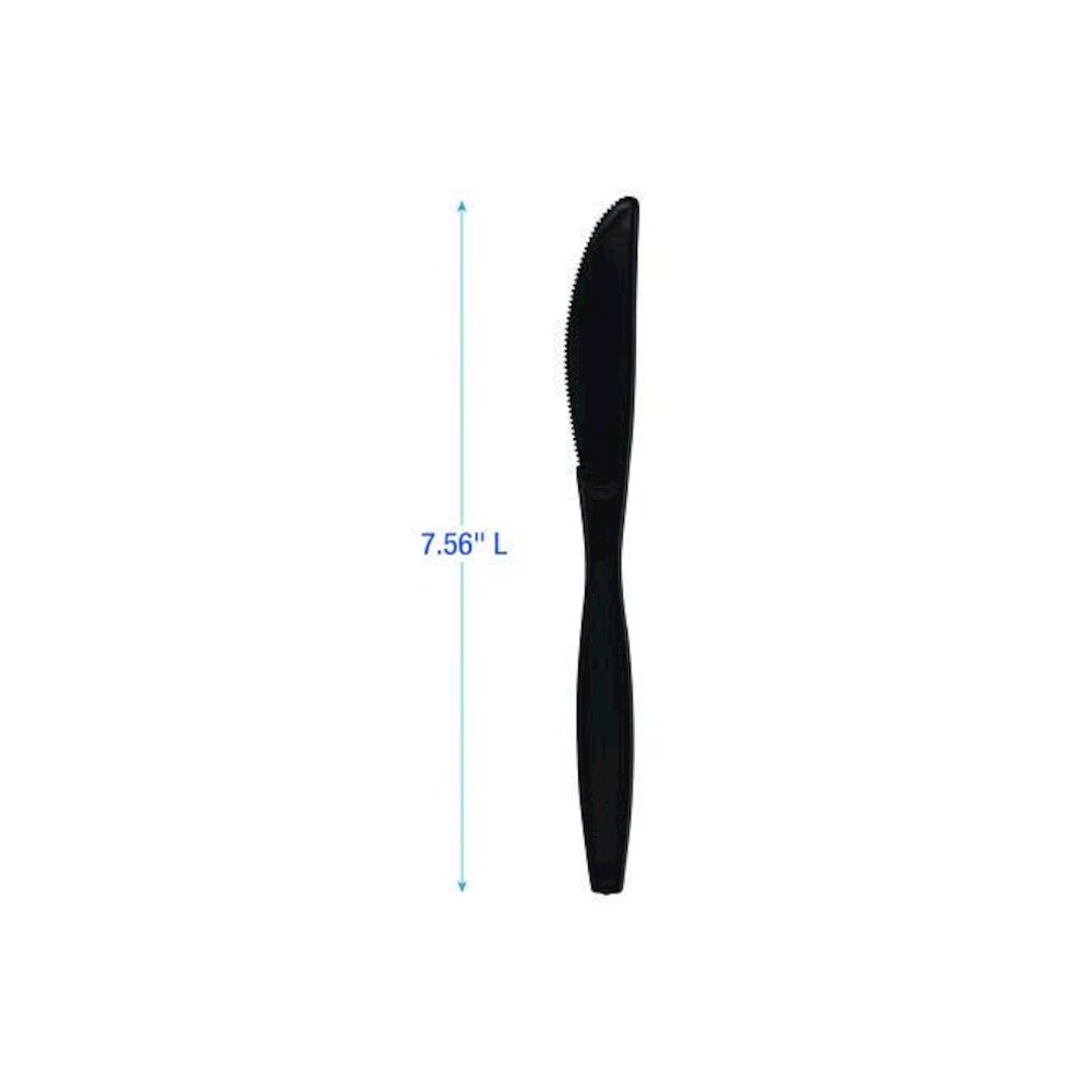 Heavyweight Polypropylene Cutlery, Knife, Plastic, Black, 1,000/Carton. Picture 3