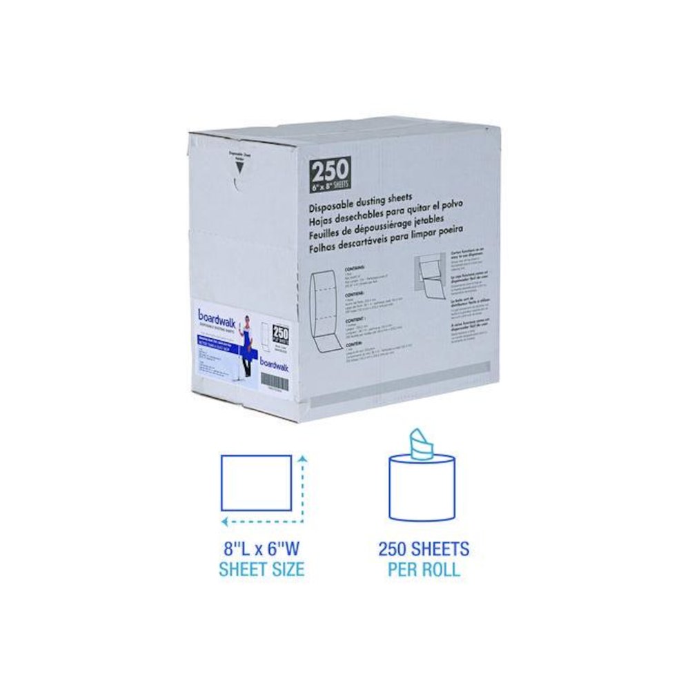 TrapEze Disposable Dusting Sheets, 8" x 125 ft, White, 250 Sheets/Roll. Picture 2