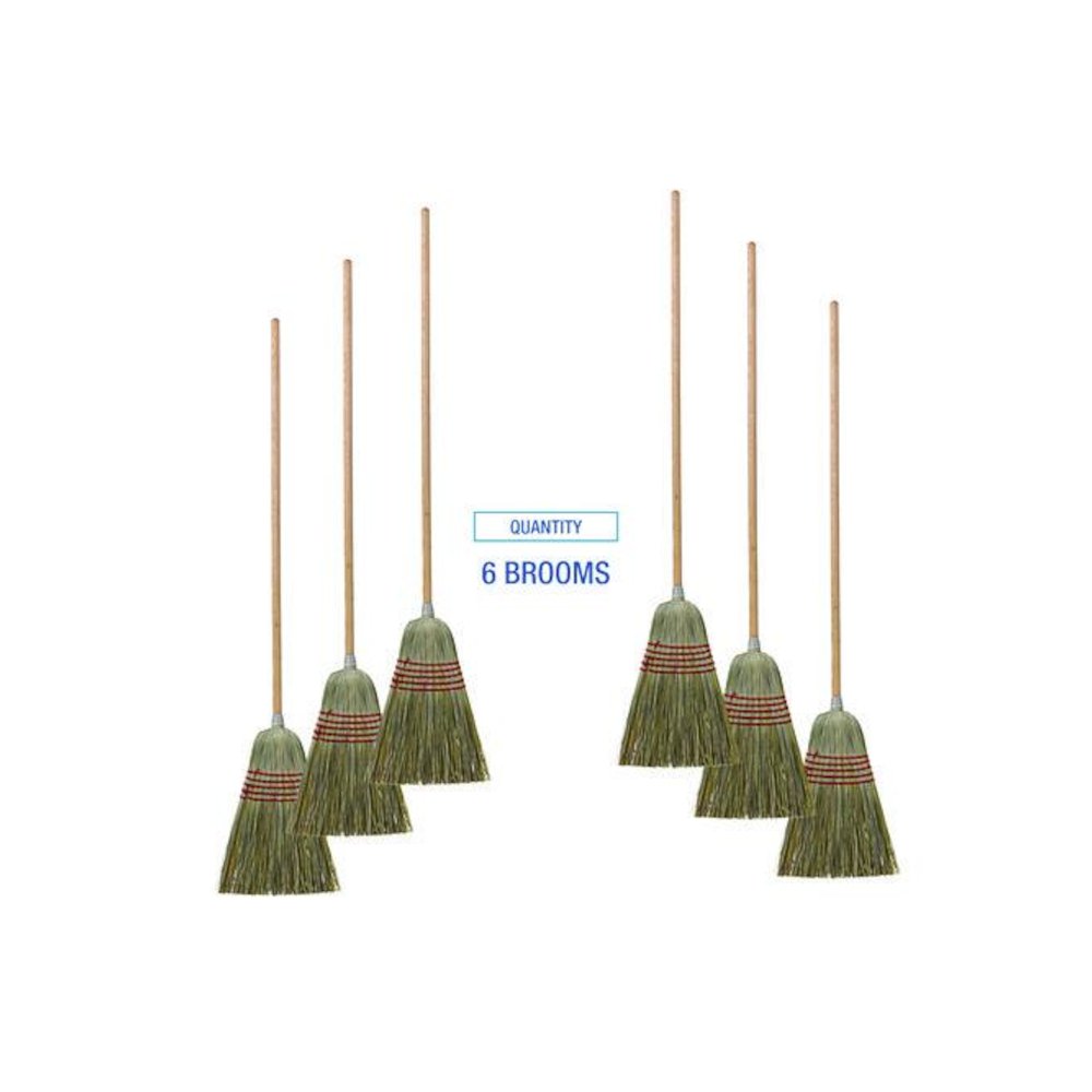 Corn/Fiber Brooms, Corn/Yucca Bristles, 53.5" Overall Length, Natural, 6/Carton. Picture 9