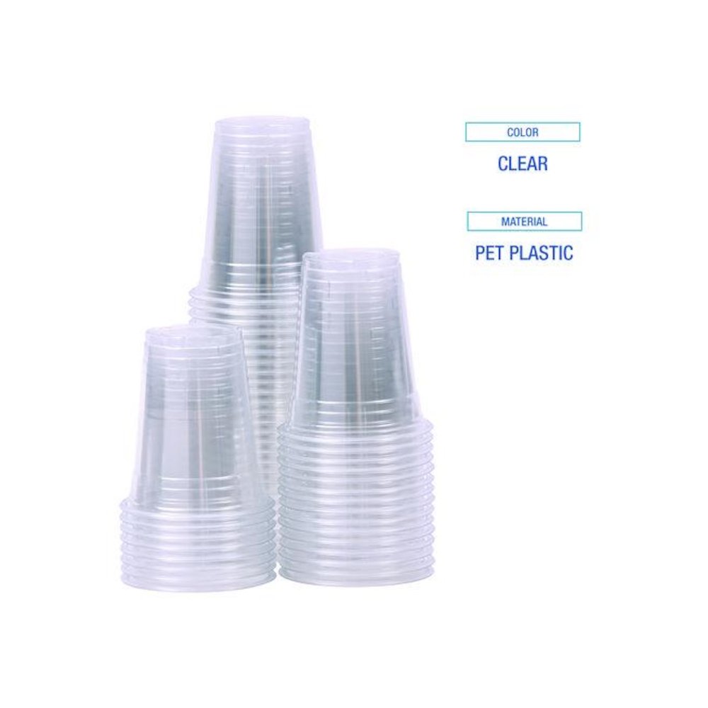 Clear Plastic PET Cups, 12 oz, 50/Sleeve, 20 Sleeves/Carton. Picture 4