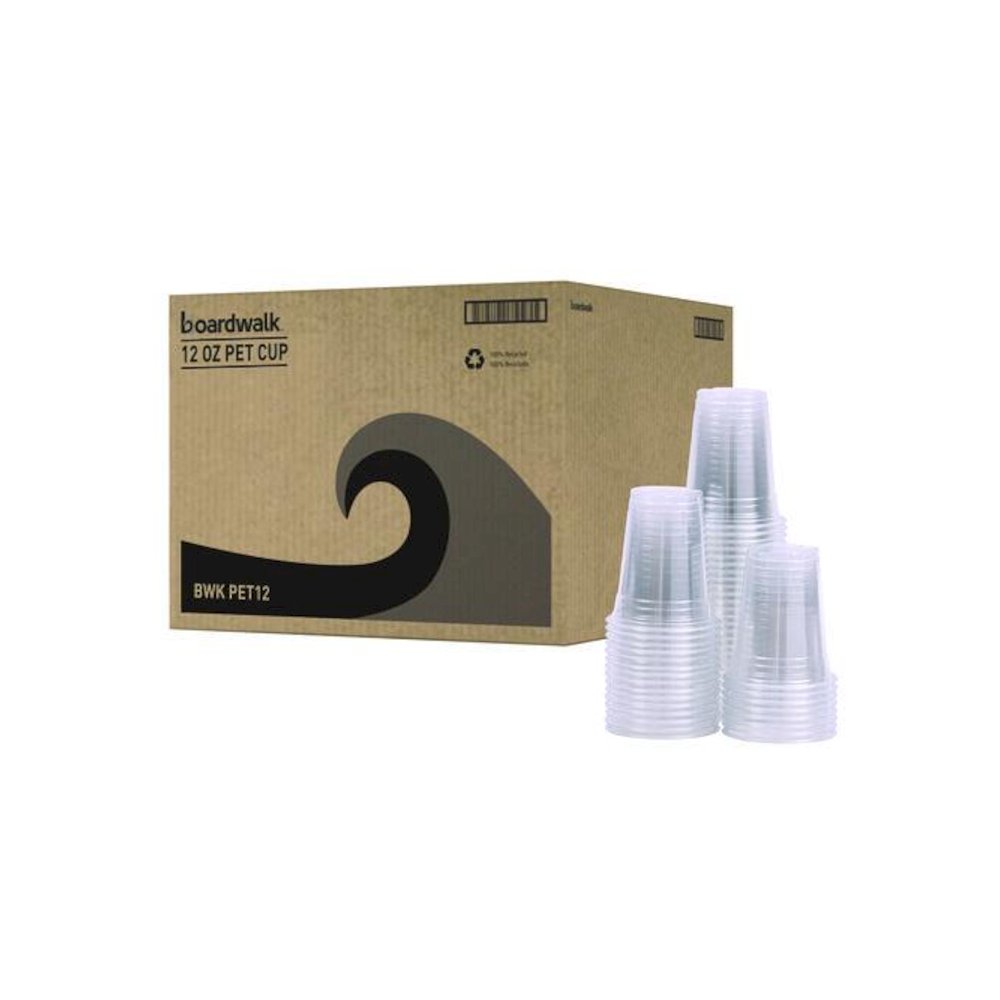 Clear Plastic PET Cups, 12 oz, 50/Sleeve, 20 Sleeves/Carton. Picture 1