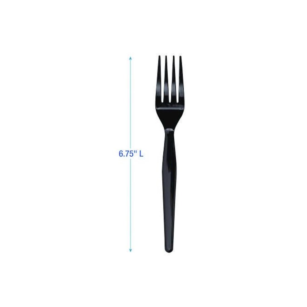 Heavyweight Polystyrene Cutlery, Fork, Plastic, Black, 1,000/Carton. Picture 3