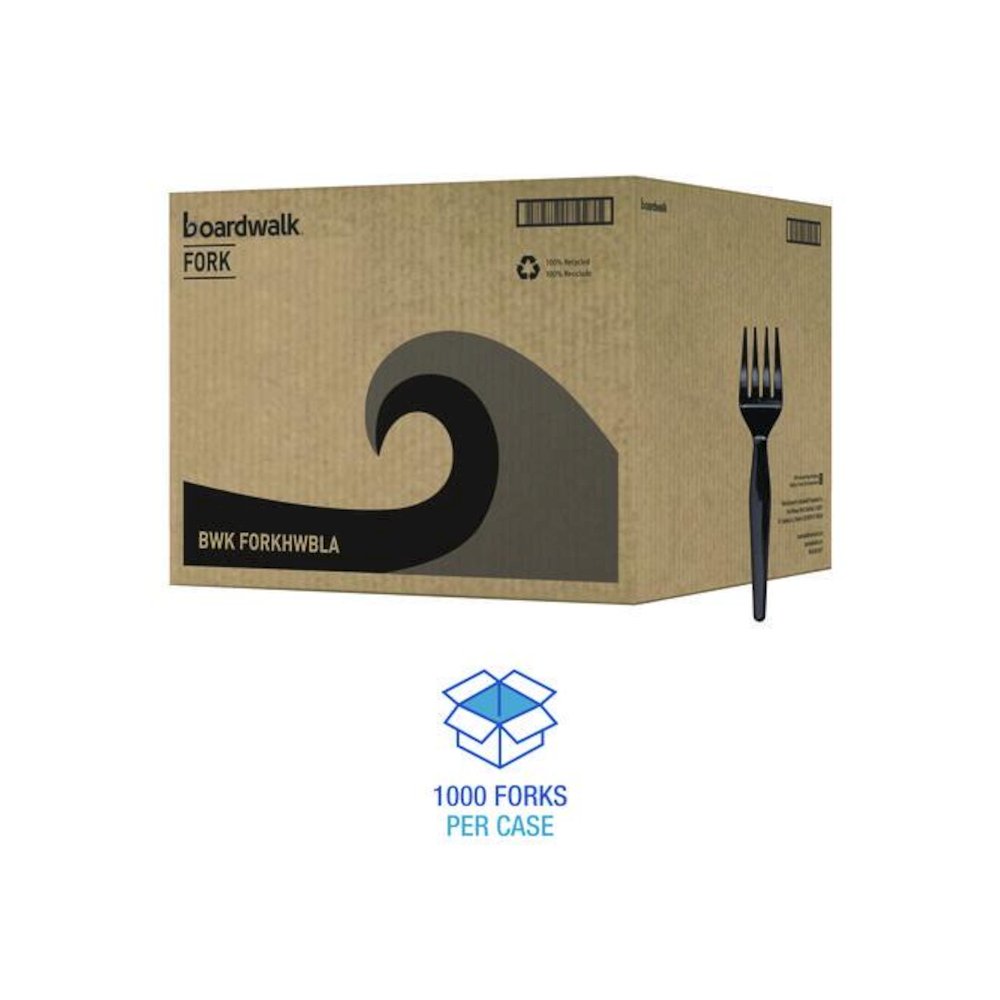 Heavyweight Polystyrene Cutlery, Fork, Plastic, Black, 1,000/Carton. Picture 4