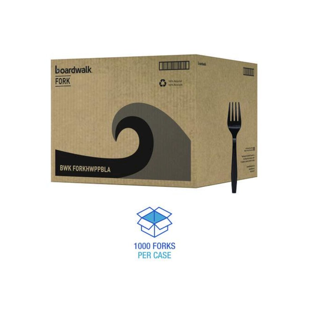 Heavyweight Polypropylene Cutlery, Fork, Plastic, Black, 1,000/Carton. Picture 4