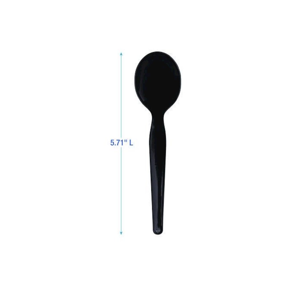 Heavyweight Wrapped Polystyrene Cutlery, Soup Spoon, Plastic, Black, 1,000/Carton. Picture 3