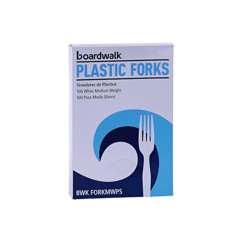 Mediumweight Polystyrene Cutlery, Fork, Plastic, White, 100/Box, 10 Boxes/Carton. Picture 2