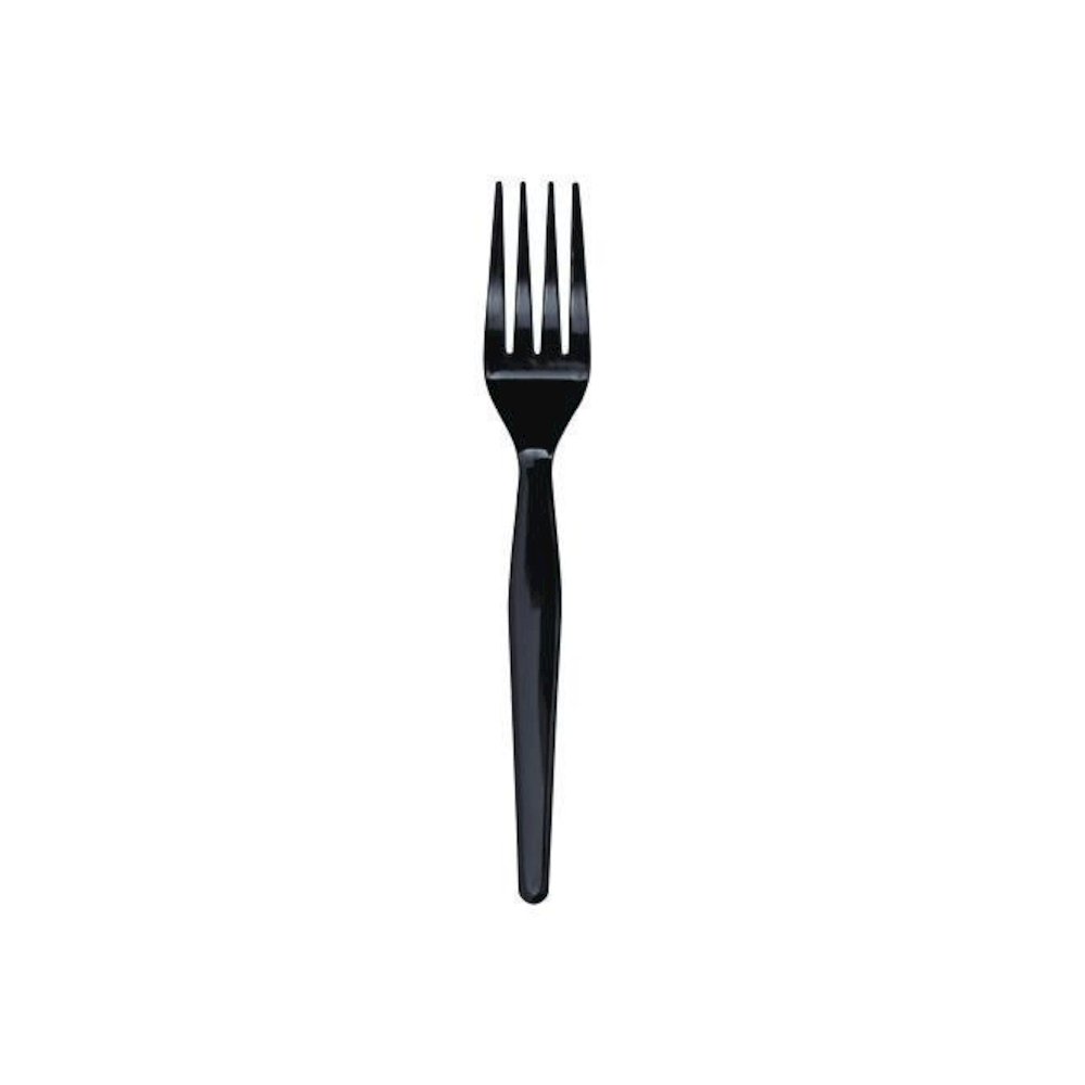 Heavyweight Polystyrene Cutlery, Fork, Plastic, Black, 1,000/Carton. Picture 2