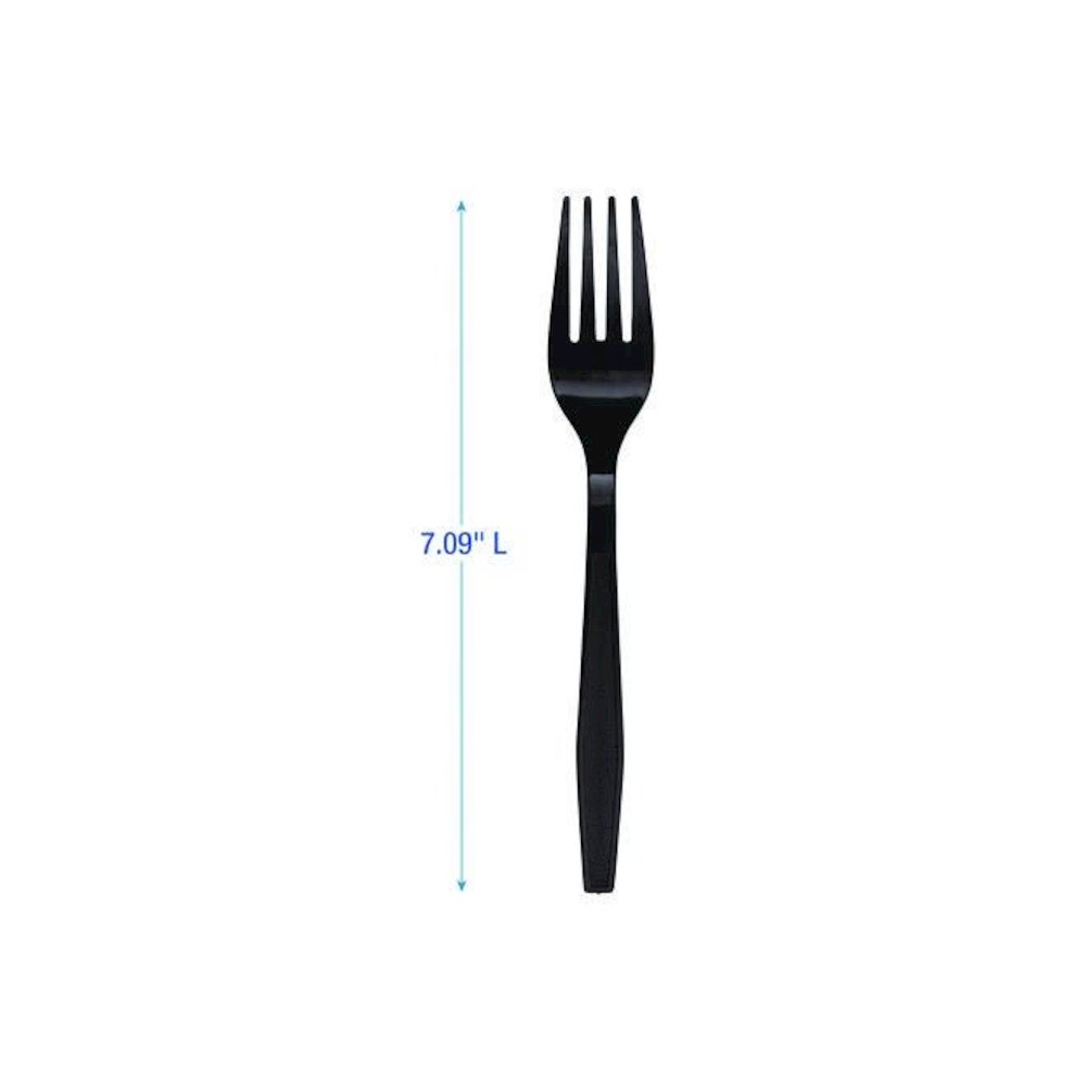 Heavyweight Polypropylene Cutlery, Fork, Plastic, Black, 1,000/Carton. Picture 3