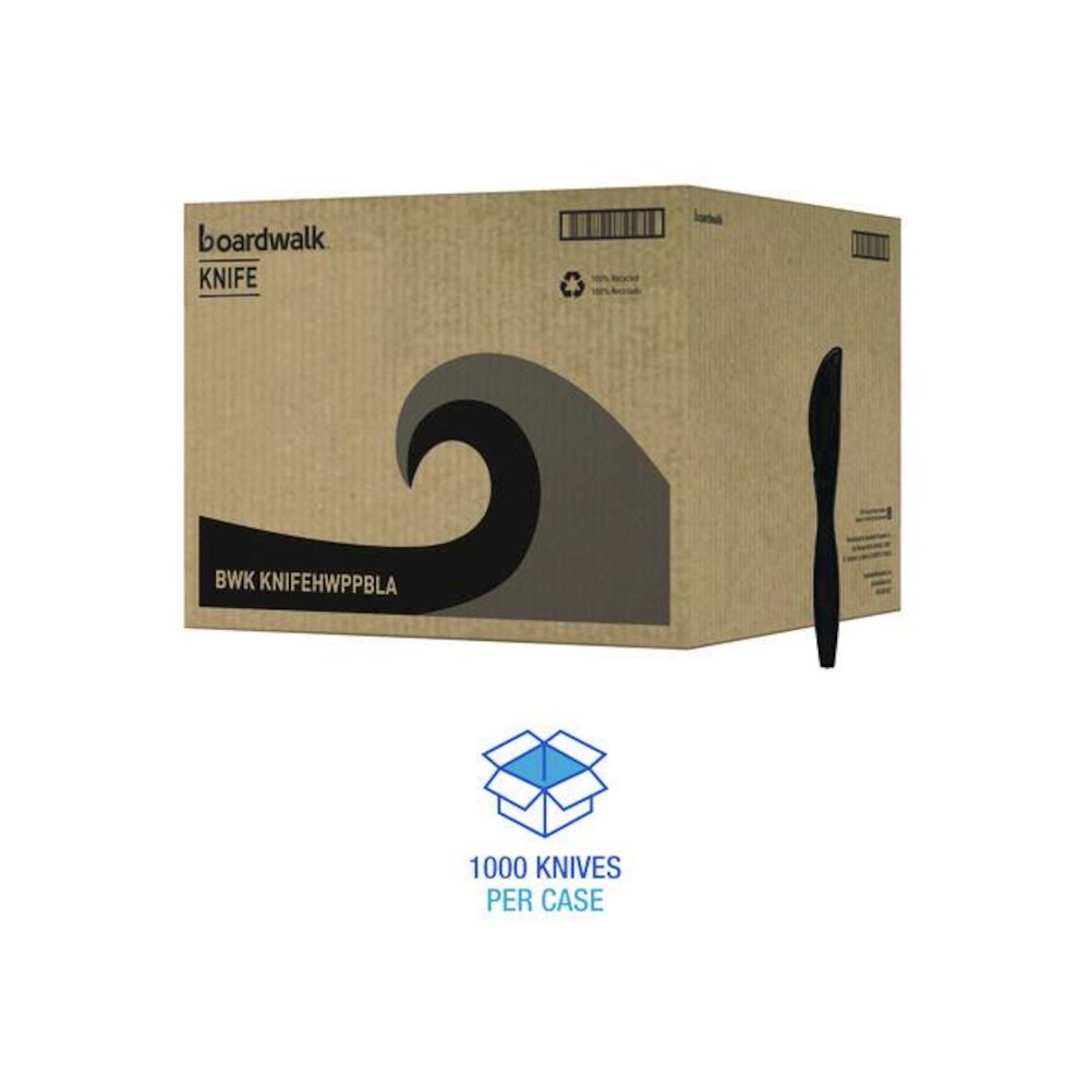 Heavyweight Polypropylene Cutlery, Knife, Plastic, Black, 1,000/Carton. Picture 4