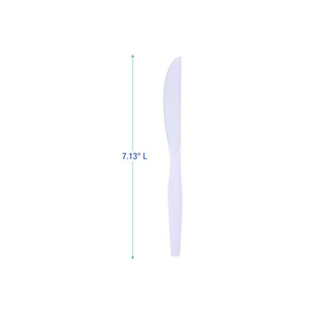 Mediumweight Polystyrene Cutlery, Knife, Plastic, White, 100/Box, 10 Boxes/Carton. Picture 3