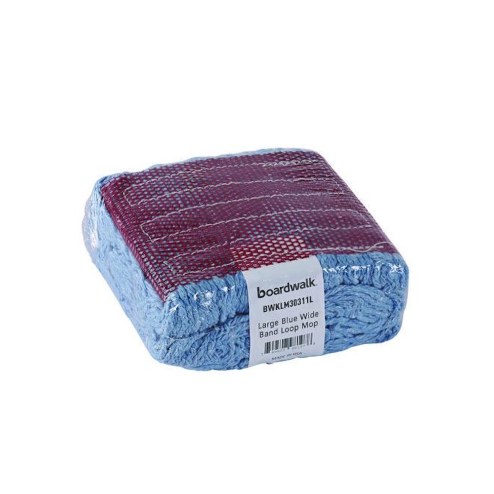 Cotton Mop Heads, Cotton/Synthetic, Large, Looped End, Wideband, Blue, 12/Carton. Picture 2
