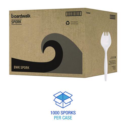 Mediumweight Polypropylene Cutlery, Spork, Plastic, White, 1,000/Carton. Picture 4