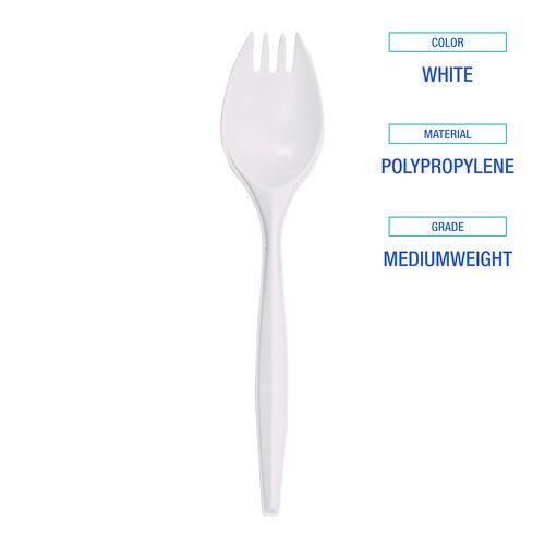 Mediumweight Polypropylene Cutlery, Spork, Plastic, White, 1,000/Carton. Picture 5