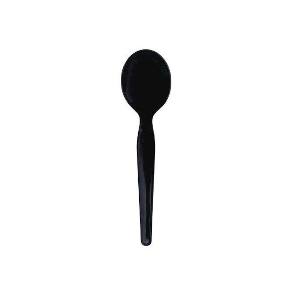 Heavyweight Wrapped Polystyrene Cutlery, Soup Spoon, Plastic, Black, 1,000/Carton. Picture 2