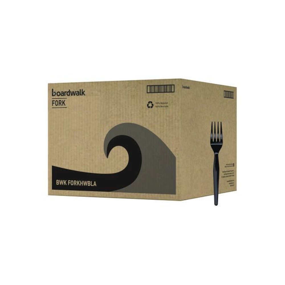 Heavyweight Polystyrene Cutlery, Fork, Plastic, Black, 1,000/Carton. Picture 1