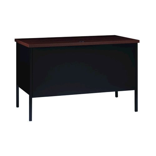 Single Pedestal Steel Desk, 45" x 24" x 29.5", Mocha/Black, Black Legs. Picture 3