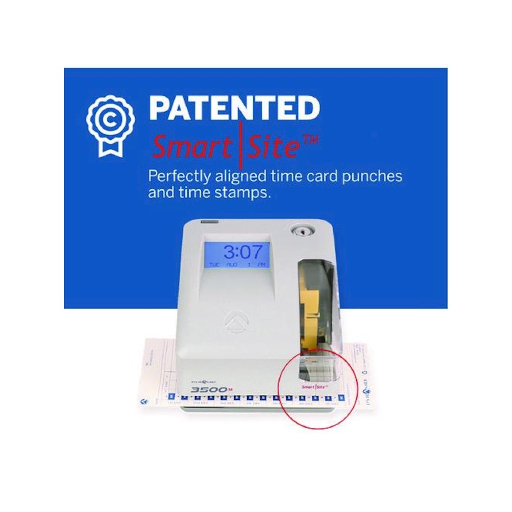 3500 Smart Site Punch Card Time Clock System, DC Powered Operation, Light Gray. Picture 4