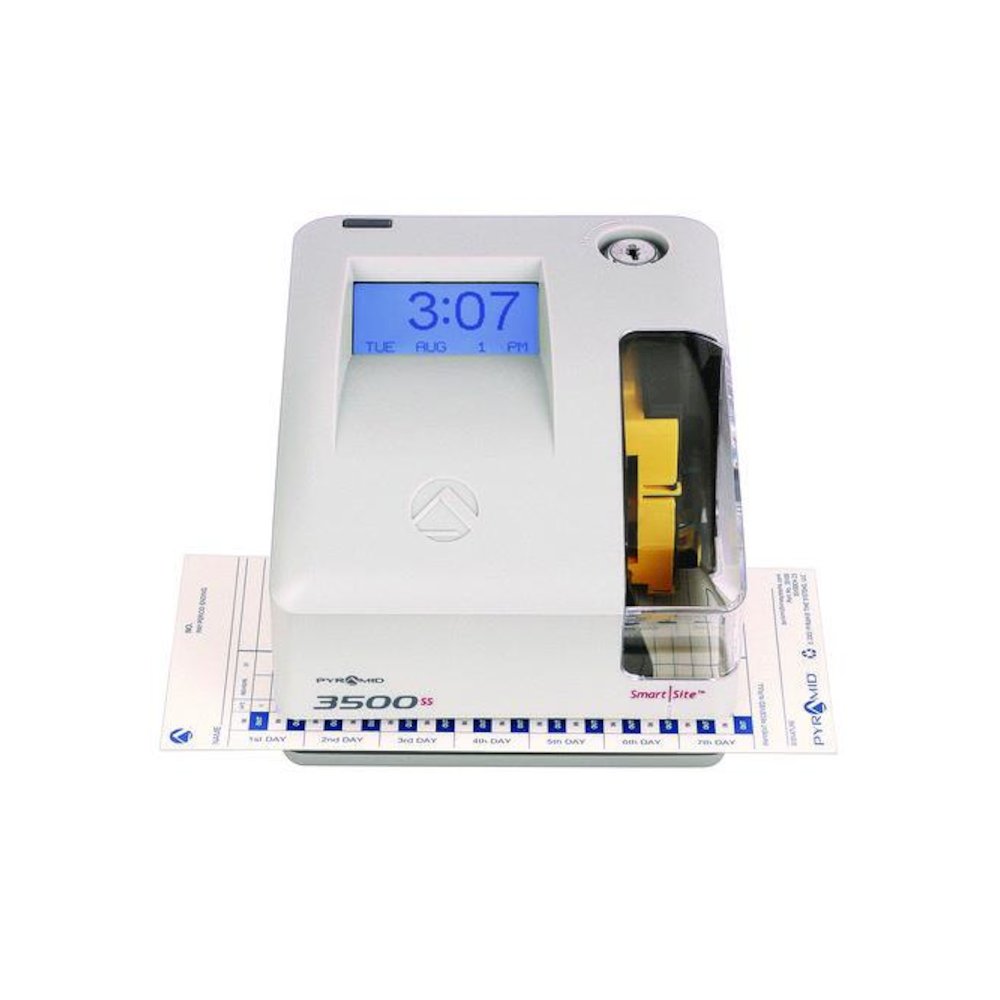 3500 Smart Site Punch Card Time Clock System, DC Powered Operation, Light Gray. Picture 6