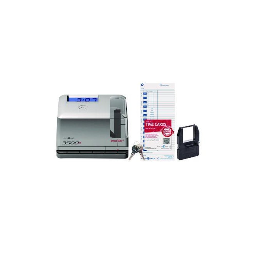 3500 Smart Site Punch Card Time Clock System, DC Powered Operation, Light Gray. Picture 1