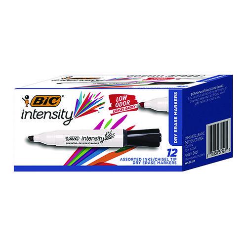 Intensity Low Odor Chisel Tip Dry Erase Marker, Broad Chisel Tip, Assorted Colors, Dozen. Picture 1